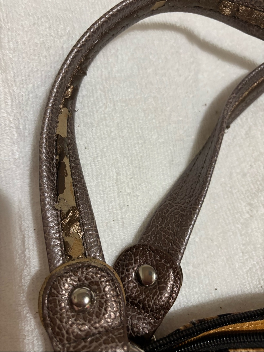 Kathy Van Zeeland Leopard Print Bronze Satchel Handbag-Attention Callouts! - Picture 3 of 16